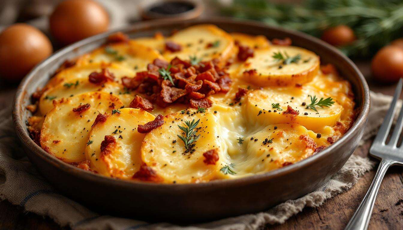 « Ce gratin rustique camembert-lardons est le remède ultime contre le froid »
