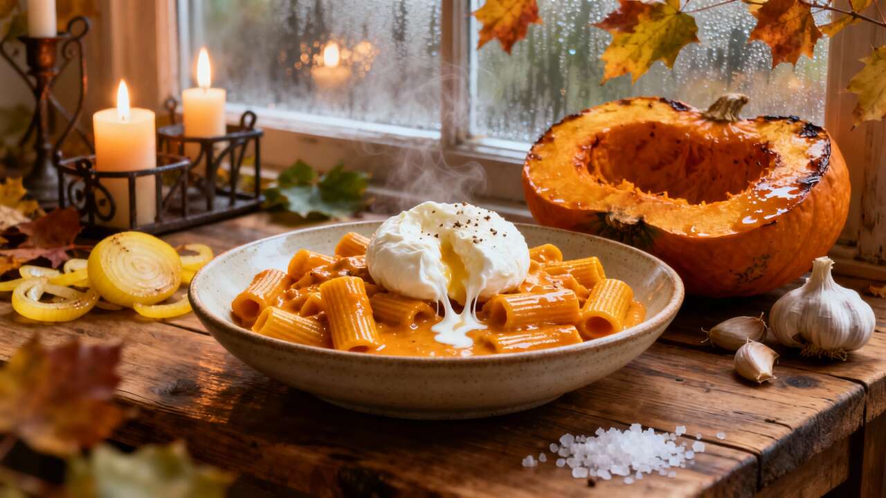 Réconfortant et économique : ce plat de pâtes à la crème de potimarron et burrata va devenir votre recette préférée