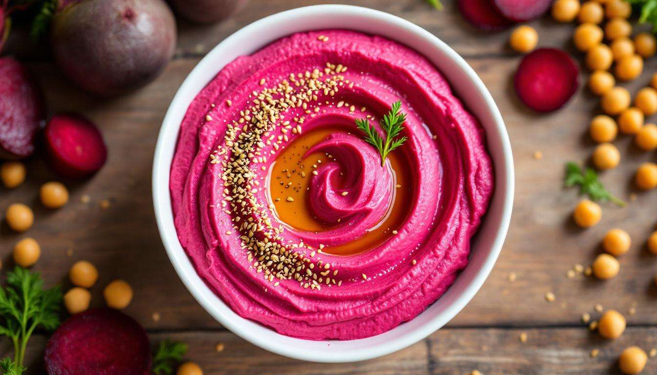 Houmous de betterave : la couleur rose flashy qui va égayer votre table