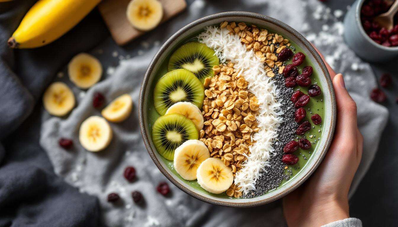 Smoothie bowl d'hiver : banane, kiwi et graines de chia pour l'énergie