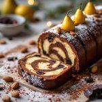 Bûche de Noël poire-chocolat : l’alliance parfaite entre douceur fruitée et fondant intense à partager en famille