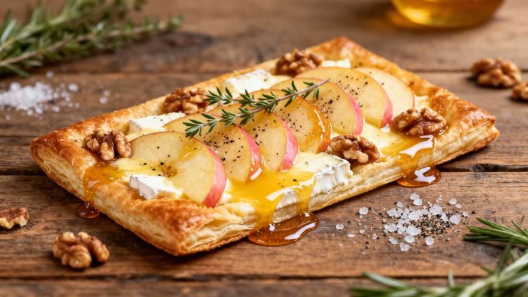 Ce feuilleté au brie et pommes caramélisées est si bon qu’on pourrait le servir à Noël à la place du foie gras