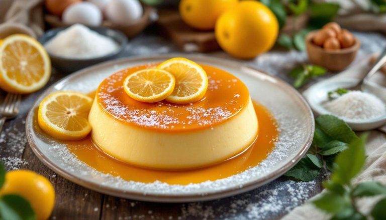 Flan mascarpone au citron et coulis de kaki pour 4 personnes - Recettes