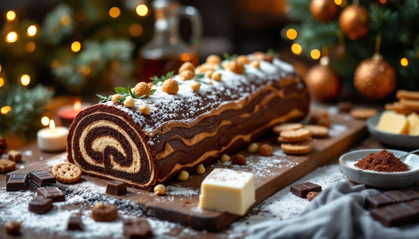 15 minutes : c'est seulement le temps qu'il vous faudra pour préparer cette bûche de Noël de Cyril Lignac